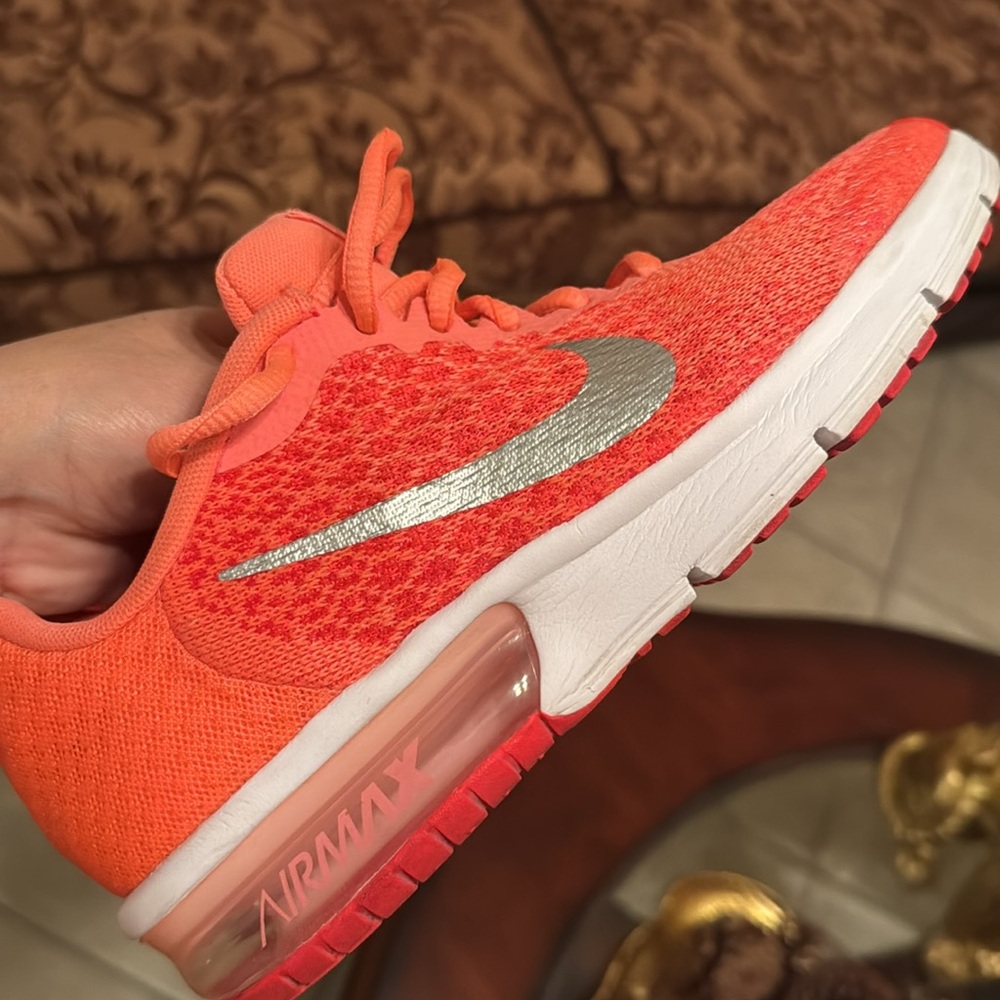 Nike Women's Shoes in Bright Orange and Silver